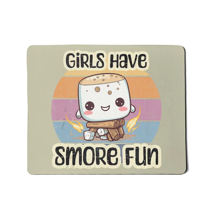 Happy Marshmallow Camper Cute Girl Have Smore Fun Camping Mousepad