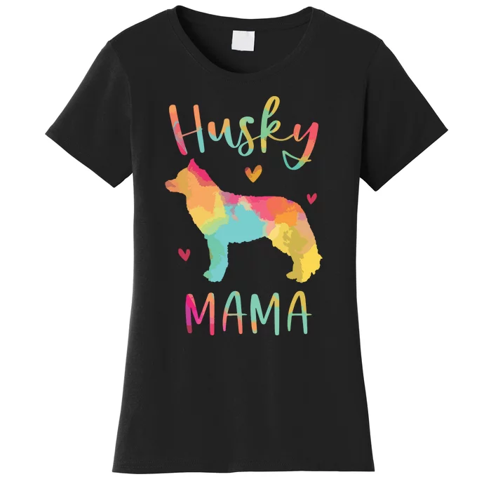 Husky Mama Colorful Siberian Husky Gifts Dog Mom Women's T-Shirt