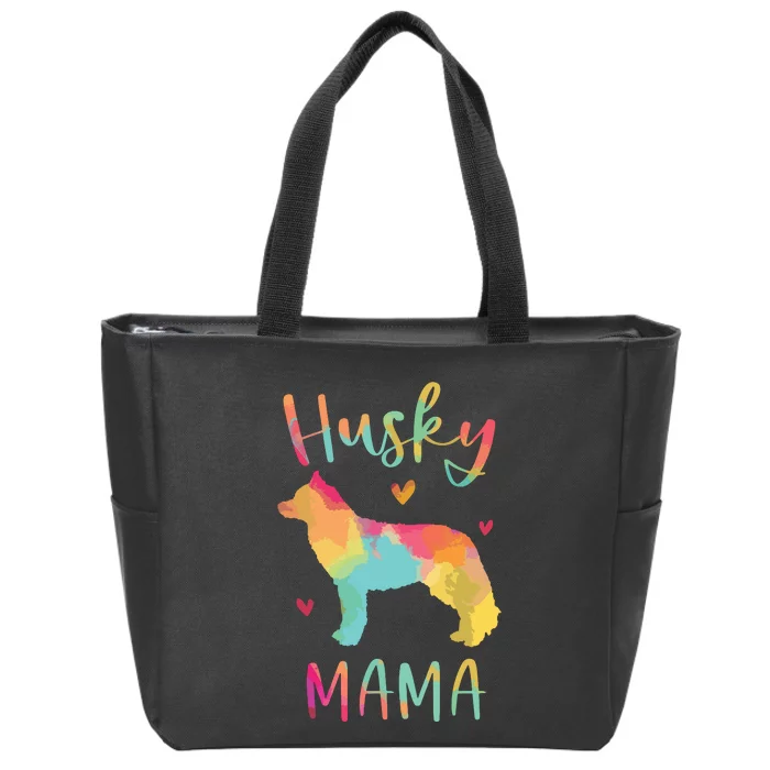 Husky Mama Colorful Siberian Husky Gifts Dog Mom Zip Tote Bag