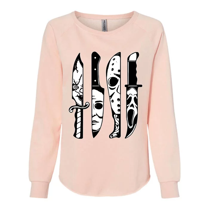 Horror Movie Characters In Knives Womens California Wash Sweatshirt