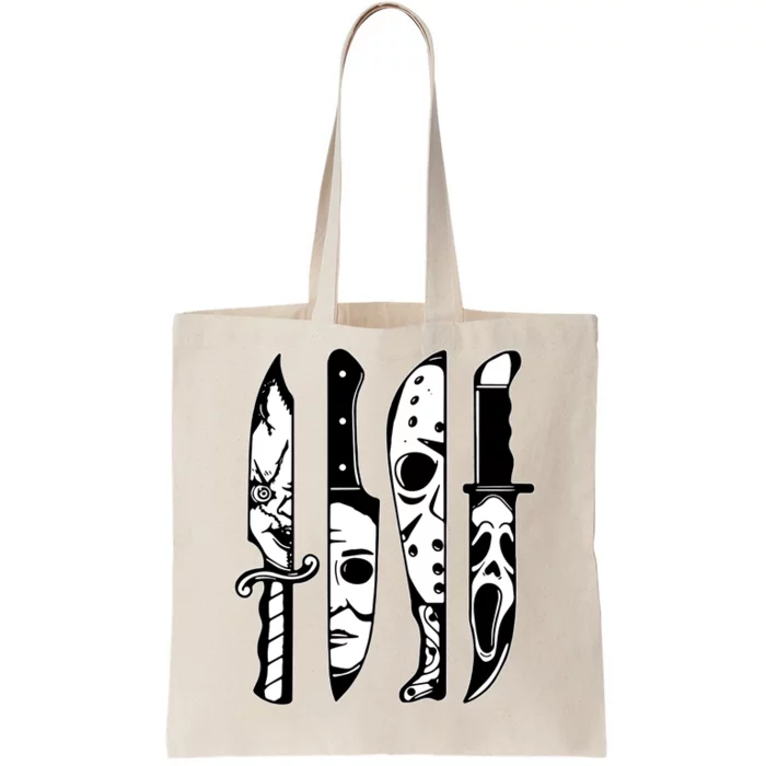 Horror Movie Characters In Knives Tote Bag