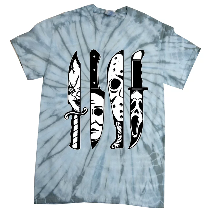 Horror Movie Characters In Knives Tie-Dye T-Shirt