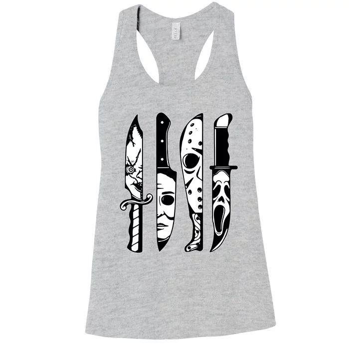 Horror Movie Characters In Knives Women's Racerback Tank