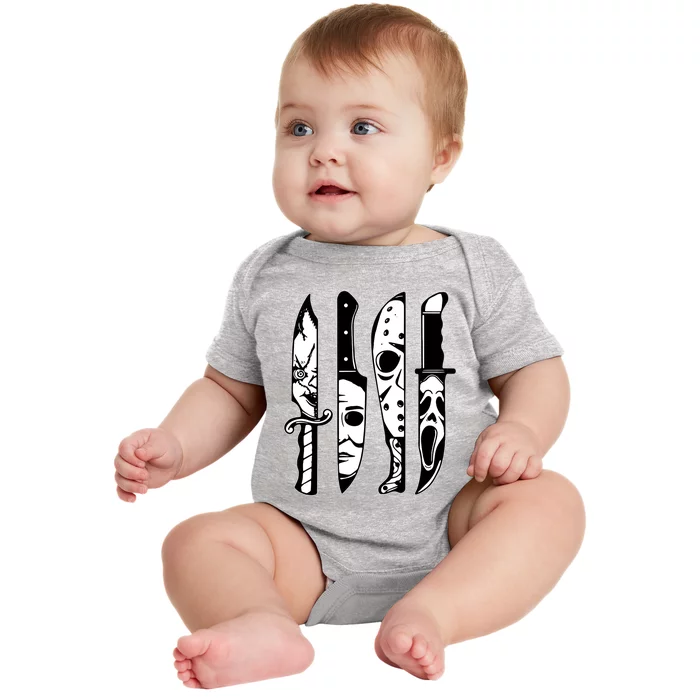 Horror Movie Characters In Knives Baby Bodysuit