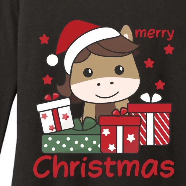 Horse Merry Christmas Festive Season Horse Great Gift Womens CVC Long Sleeve Shirt