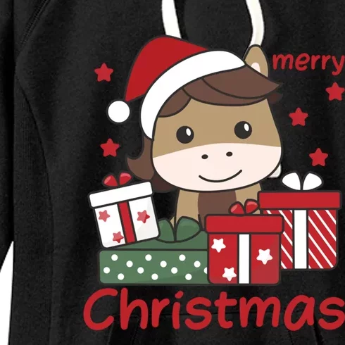 Horse Merry Christmas Festive Season Horse Great Gift Women's Fleece Hoodie