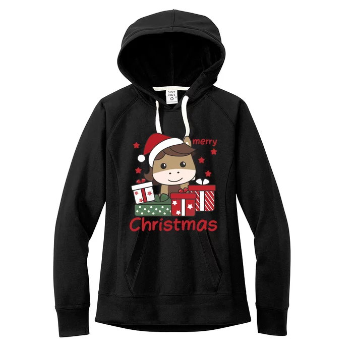 Horse Merry Christmas Festive Season Horse Great Gift Women's Fleece Hoodie