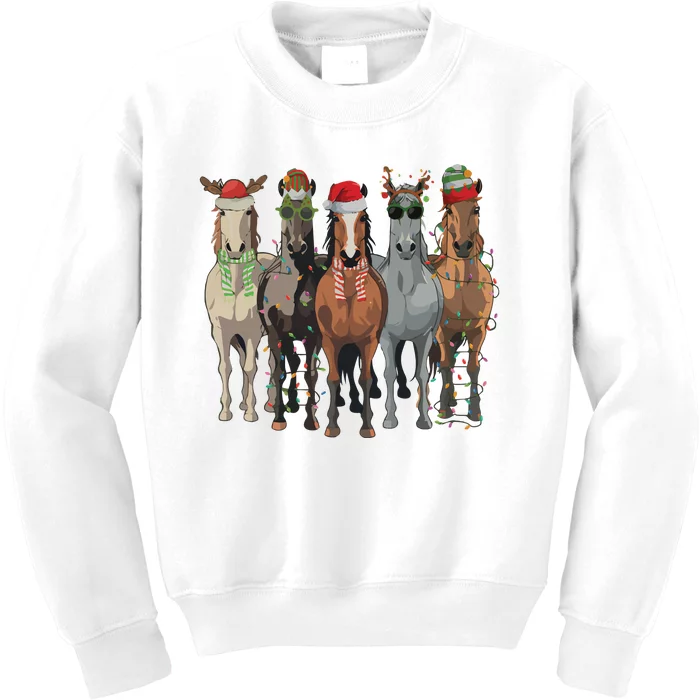 Horses Merry Christmas Horse Rider Xmas Funny Western Christmas Kids Sweatshirt