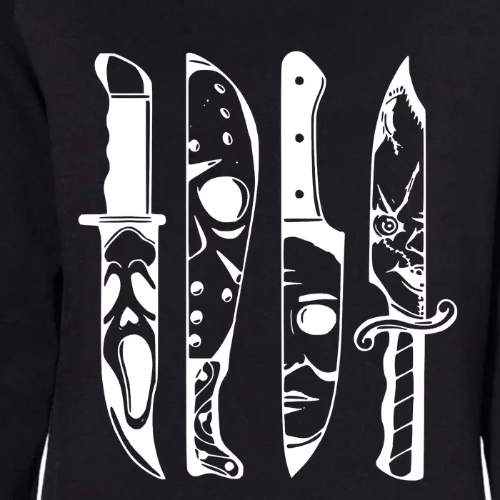 Horror Movie Characters In Knives Halloween Womens California Wash Sweatshirt