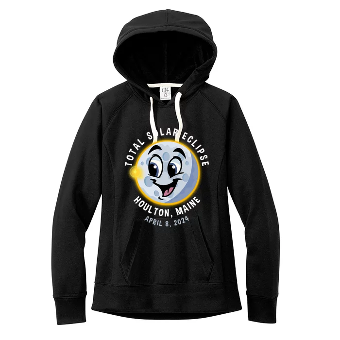 Holton Maine Cute Solar Eclipse April 8 2024 Moon Women's Fleece Hoodie