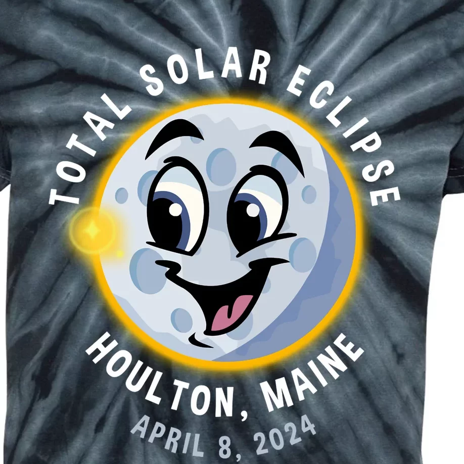 Holton Maine Cute Solar Eclipse April 8 2024 Moon Kids Tie-Dye T-Shirt