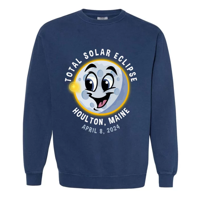 Holton Maine Cute Solar Eclipse April 8 2024 Moon Garment-Dyed Sweatshirt