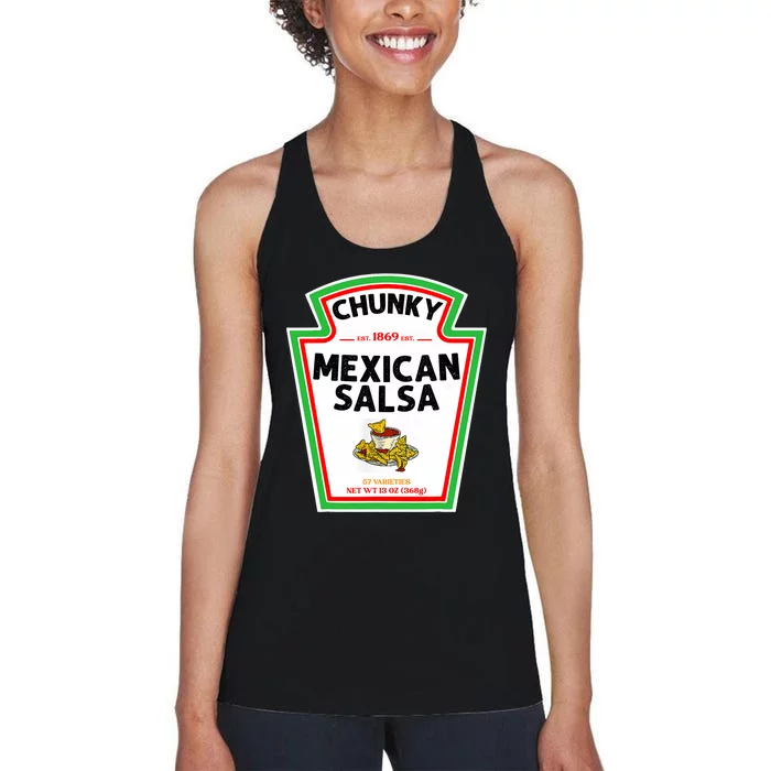 Halloween Matching Costume Chunky Mexican Salsa Bottle Label Women's Racerback Tank