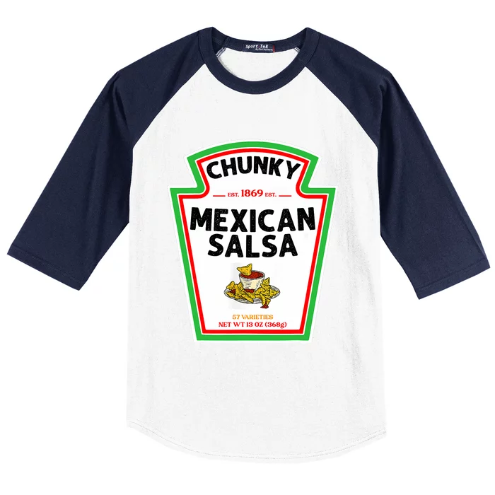 Halloween Matching Costume Chunky Mexican Salsa Bottle Label Baseball Sleeve Shirt