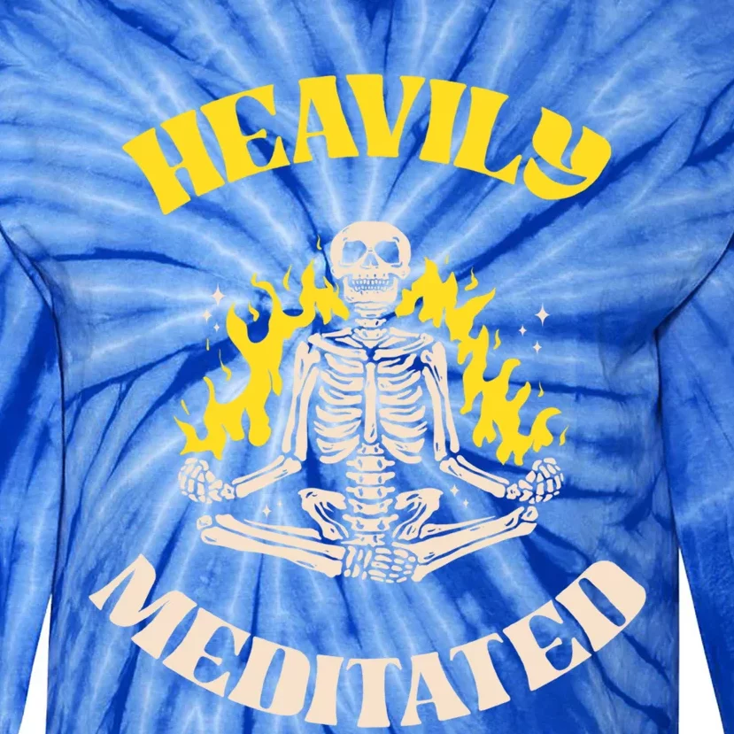 Heavily Meditated Cool Gift Yoga Skeleton Gift Tie-Dye Long Sleeve Shirt