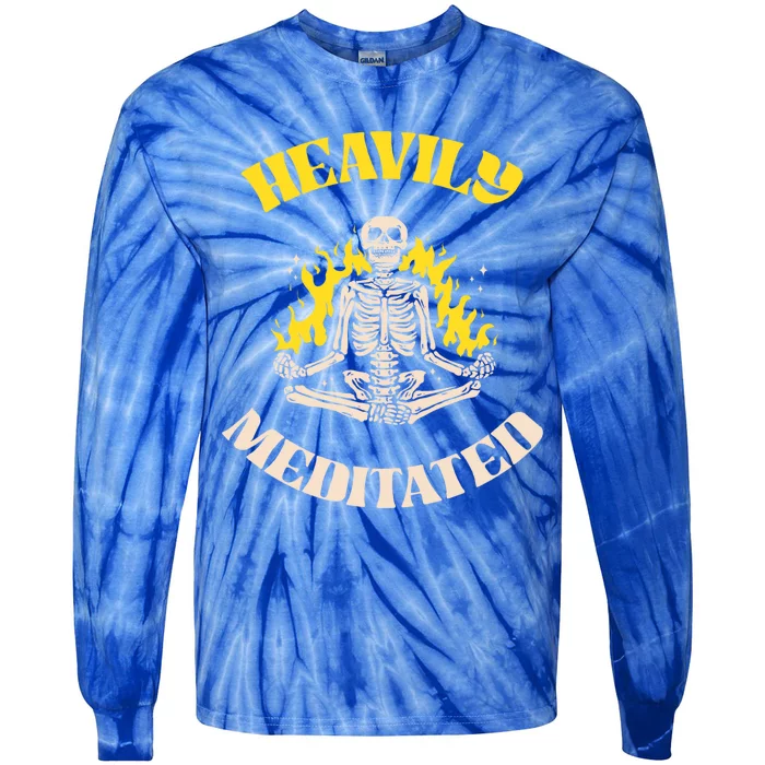 Heavily Meditated Cool Gift Yoga Skeleton Gift Tie-Dye Long Sleeve Shirt