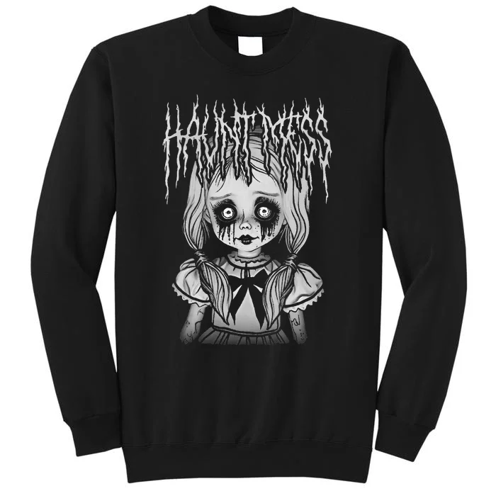 Haunt Mess Creepy Haunted Doll Illustration Sweatshirt