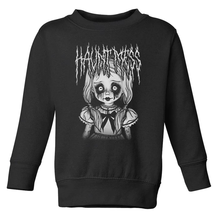 Haunt Mess Creepy Haunted Doll Illustration Toddler Sweatshirt