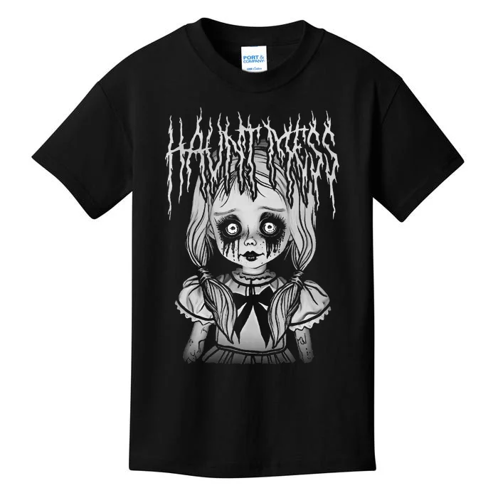 Haunt Mess Creepy Haunted Doll Illustration Kids T-Shirt