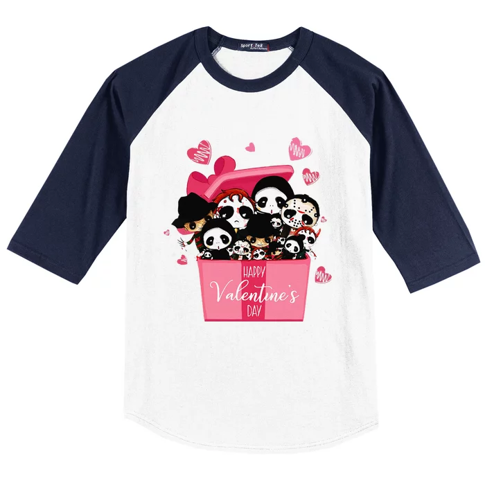 Horror Movie Character Chibi With Heart Love Valentine's Day Love Baseball Sleeve Shirt