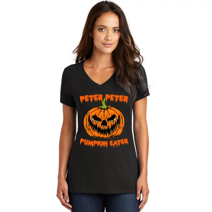 Halloween Matching Costume Couples Peter Pumpkin Eater Women's V-Neck T-Shirt