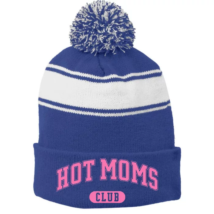 Hot Moms Club Stripe Pom Pom Beanie