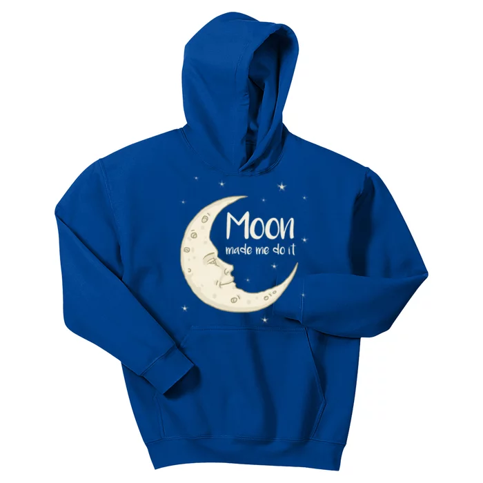 Half Moon Crescent Moon Funny Astronomy Moon Made Me Do It Gift Kids Hoodie