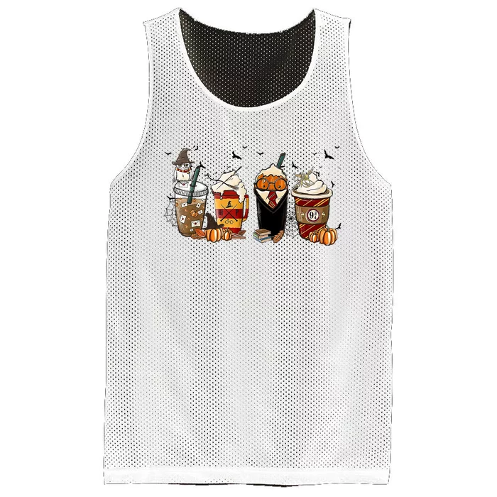 Horror Movie Coffee Latte Horror Characters Coffee Cup Halloween Mesh Reversible Basketball Jersey Tank