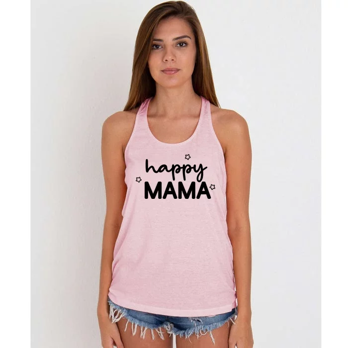 Happy Mama Cute Mom Gift Women's Knotted Racerback Tank