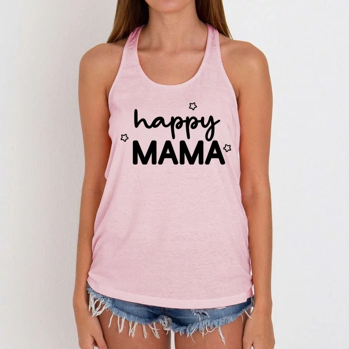 Happy Mama Cute Mom Gift Women's Knotted Racerback Tank