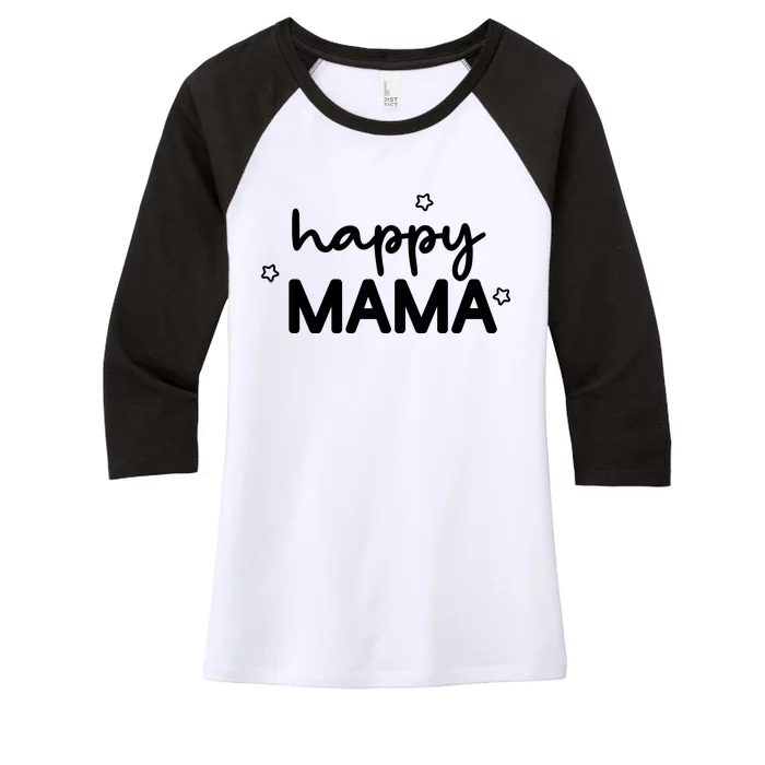 Happy Mama Cute Mom Gift Women's Tri-Blend 3/4-Sleeve Raglan Shirt