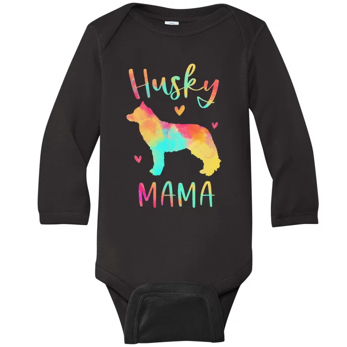 Husky Mama Colorful Siberian Husky Gifts Dog Mom Baby Long Sleeve Bodysuit