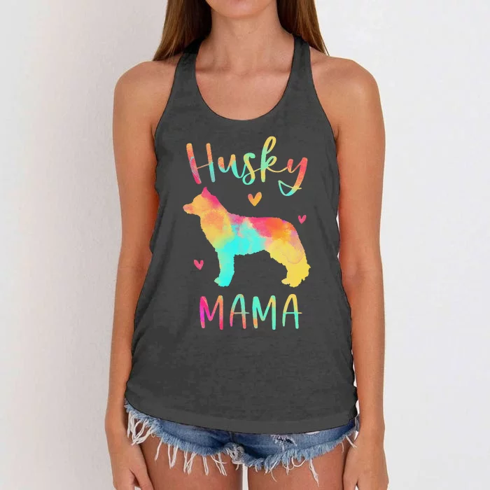 Husky Mama Colorful Siberian Husky Gifts Dog Mom Women's Knotted Racerback Tank