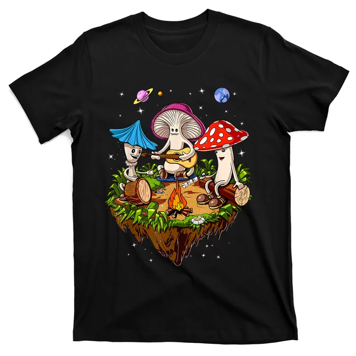 Hippie Mushrooms Camping Psychedelic Forest Fungi Festival T-Shirt