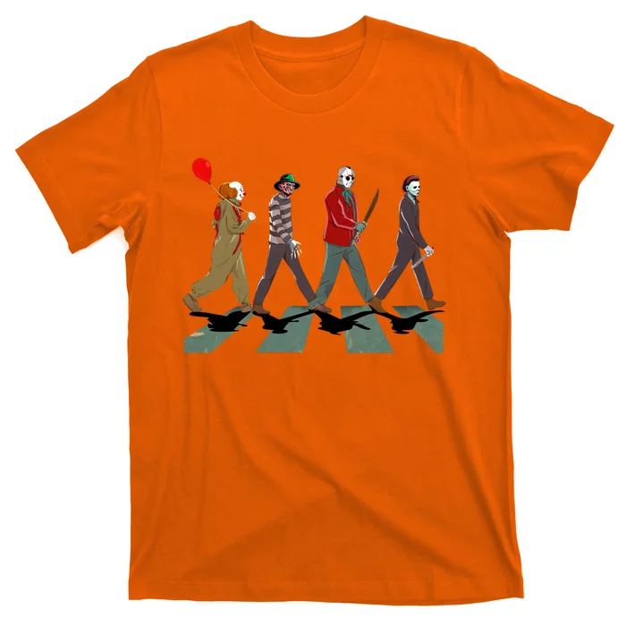 Horror Movie Characters Walking Road Friends Halloween Pennywise T-Shirt