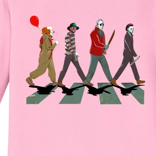 Horror Movie Characters Walking Road Friends Halloween Pennywise Baby Long Sleeve Bodysuit