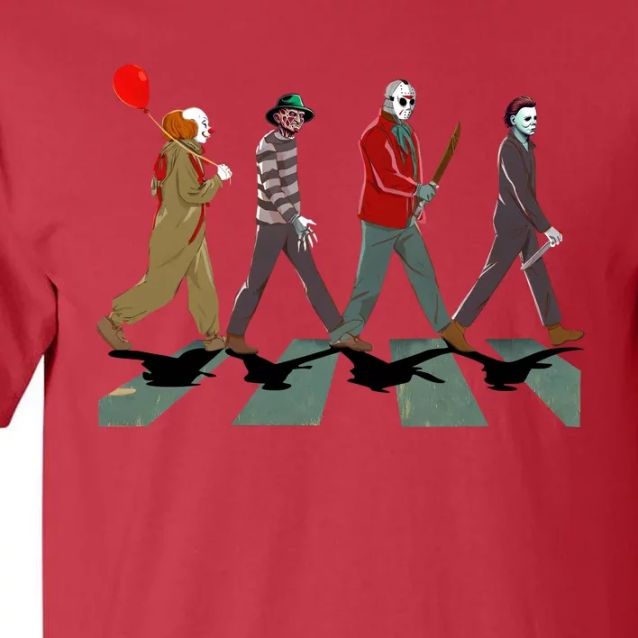 Horror Movie Characters Walking Road Friends Halloween Pennywise Tall T-Shirt