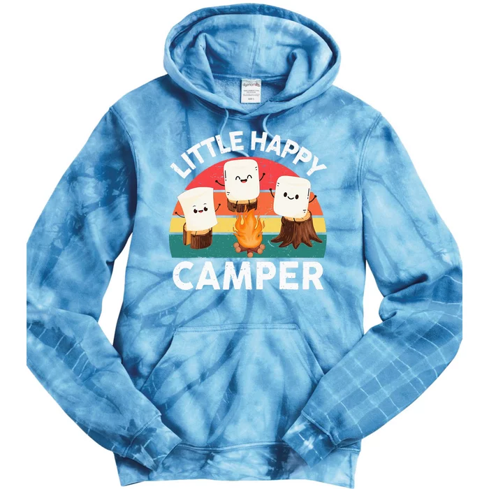 Happy Marshmallow Camper Boy Cute Camping Tie Dye Hoodie