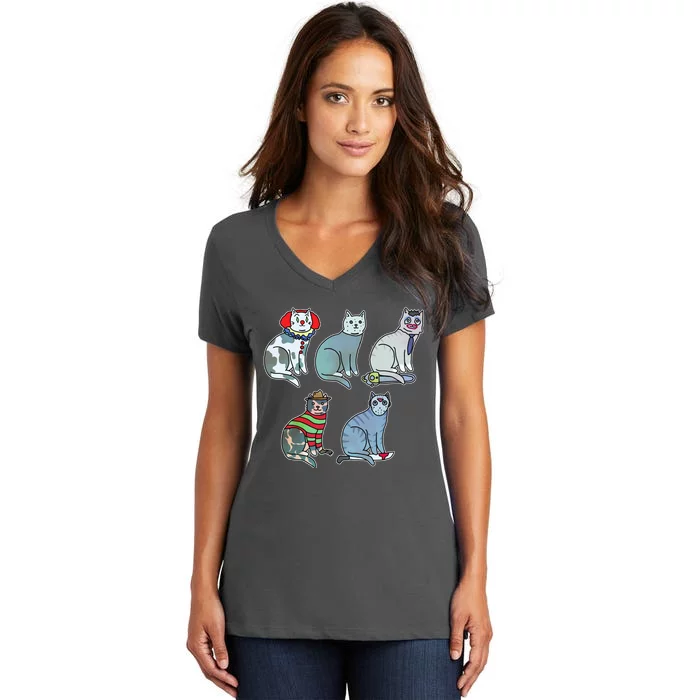 Horror Movie Cats Women's V-Neck T-Shirt