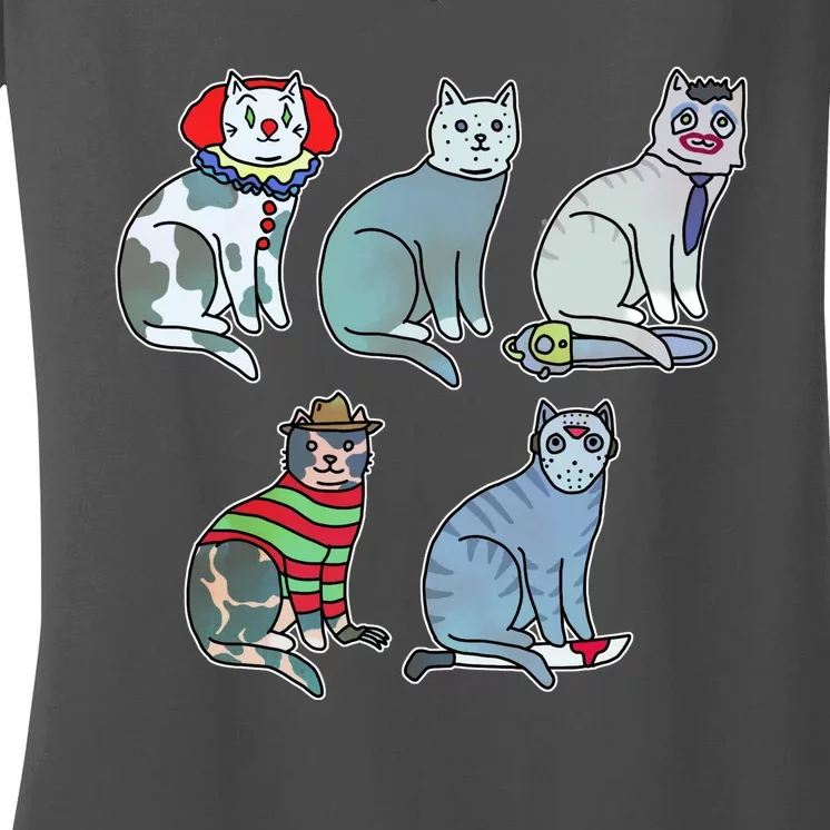 Horror Movie Cats Women's V-Neck T-Shirt