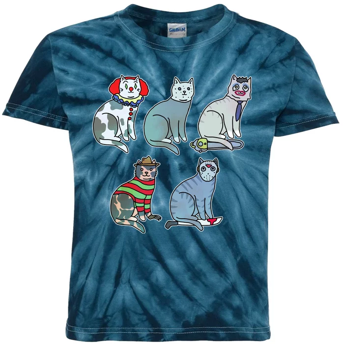 Horror Movie Cats Kids Tie-Dye T-Shirt