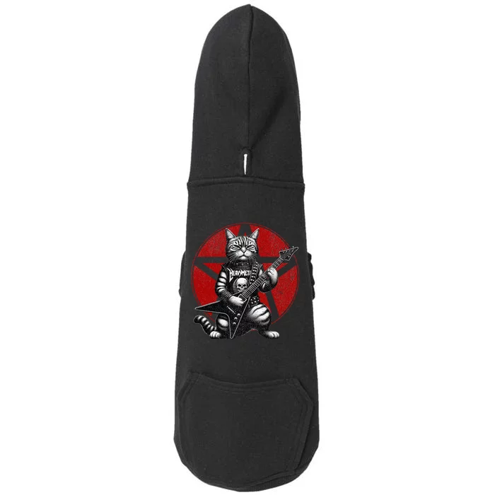 Heavy Metal Cats And Death Metal Music Metalhead Rock Guitar Doggie 3-End Fleece Hoodie