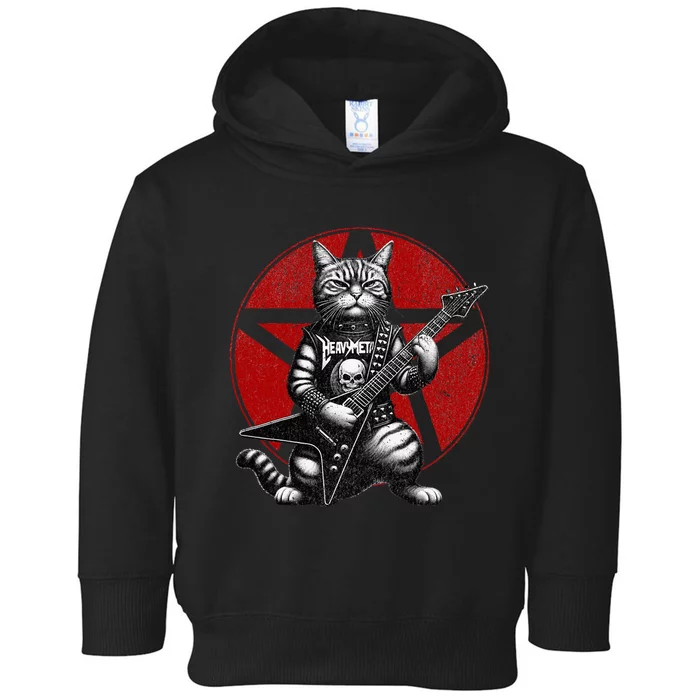 Heavy Metal Cats And Death Metal Music Metalhead Rock Guitar Toddler Hoodie