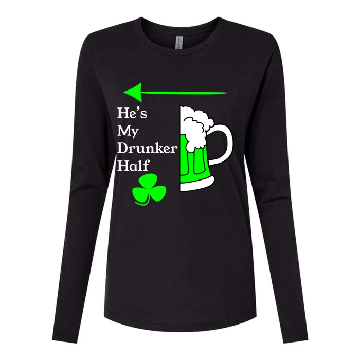 He's My Drunker Half Saint Patrick's Day Couples Cool Gift Womens Cotton Relaxed Long Sleeve T-Shirt