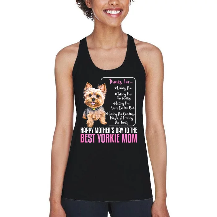 Happy MotherS Day To The Best Yorkie Mom Yorkie Dog Mommy Women's Racerback Tank