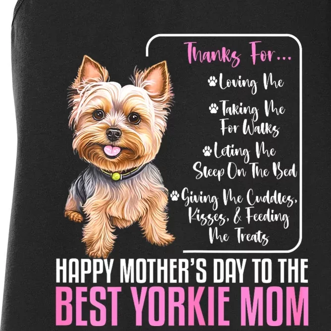 Happy MotherS Day To The Best Yorkie Mom Yorkie Dog Mommy Women's Racerback Tank