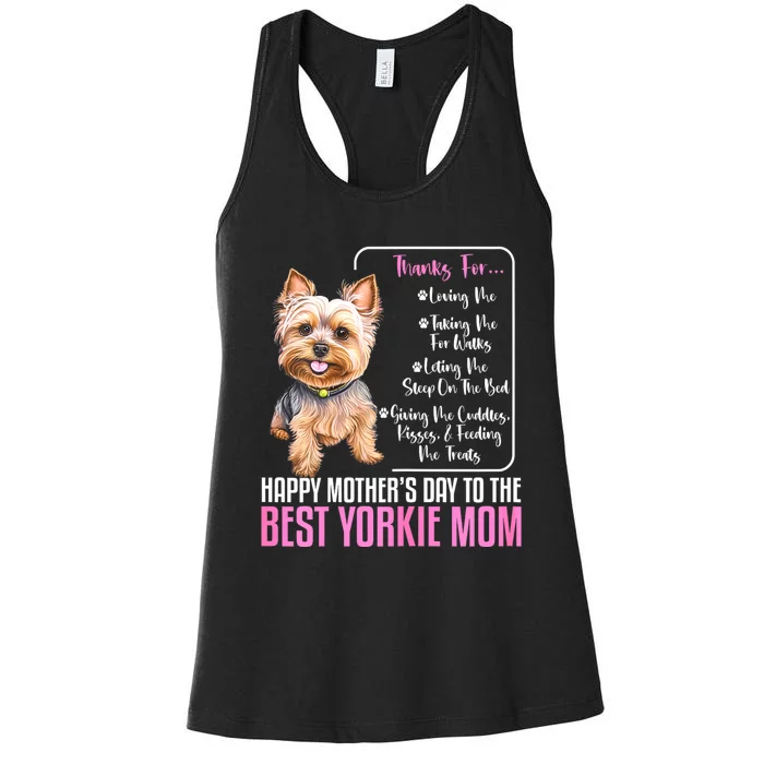 Happy MotherS Day To The Best Yorkie Mom Yorkie Dog Mommy Women's Racerback Tank