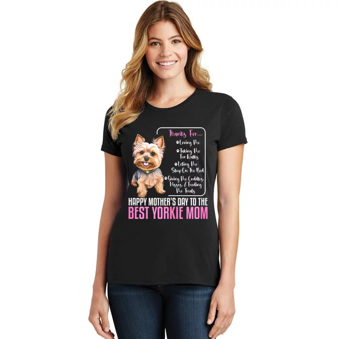 Happy MotherS Day To The Best Yorkie Mom Yorkie Dog Mommy Women's T-Shirt