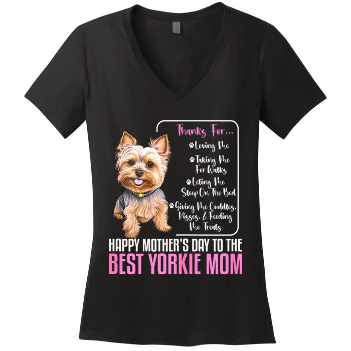 Happy MotherS Day To The Best Yorkie Mom Yorkie Dog Mommy Women's V-Neck T-Shirt