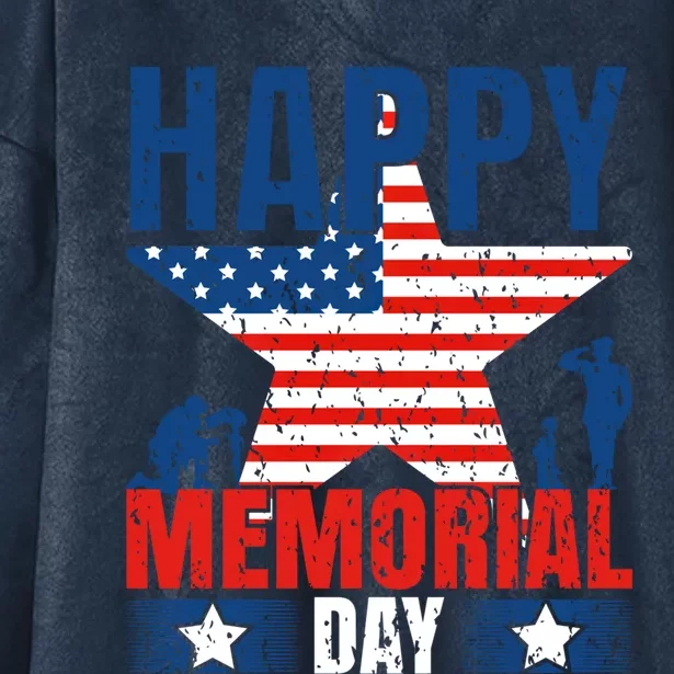 Happy Memorial Day Gift Memorial Day Gift Hooded Wearable Blanket